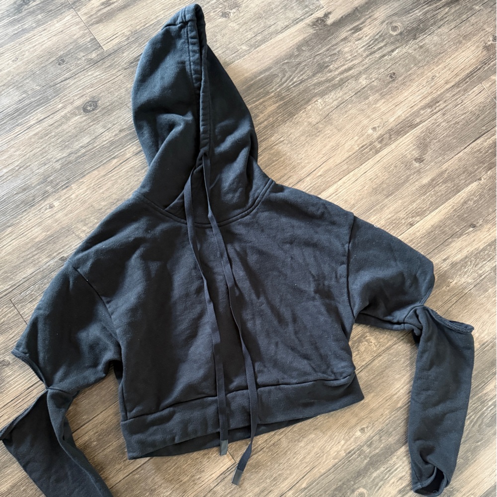 ALO Yoga Black Off-Shoulder Hoodie Jumpsuit